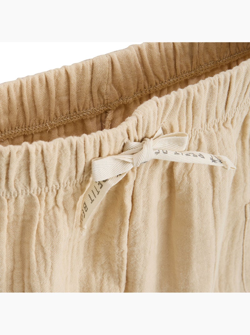 Pantalon enfant en gaze de coton Gabin Beige sable - Kiabi