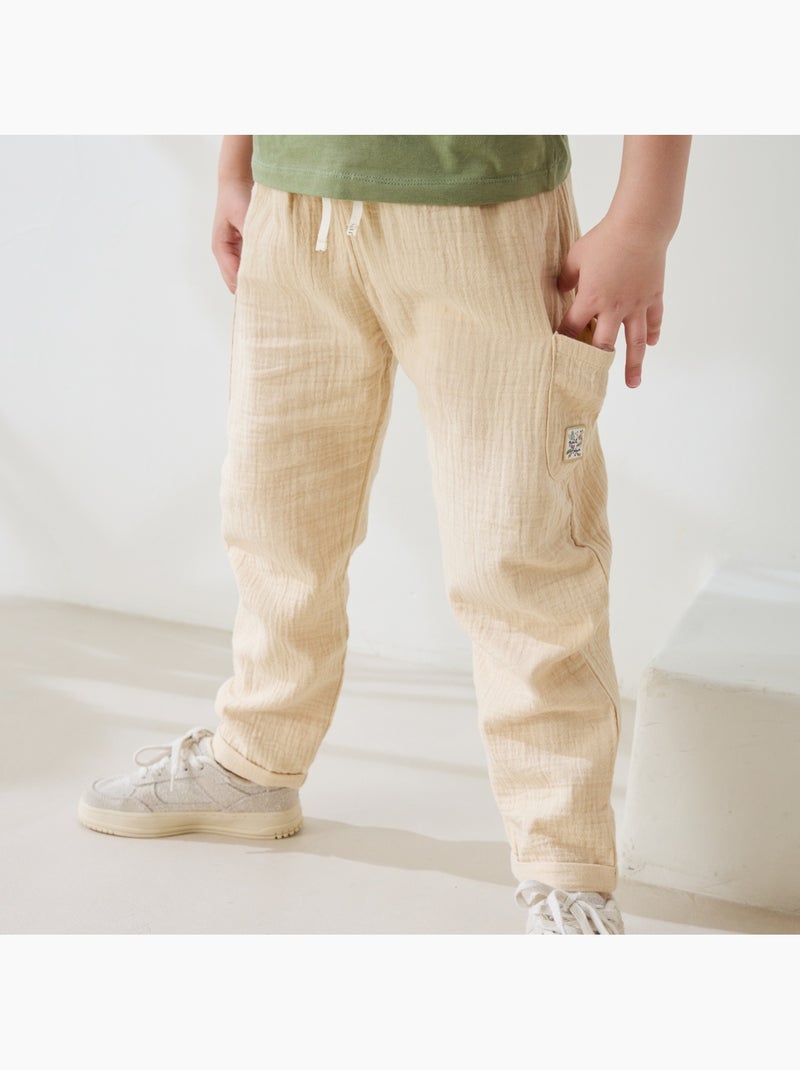 Pantalon enfant en gaze de coton Gabin Beige sable - Kiabi