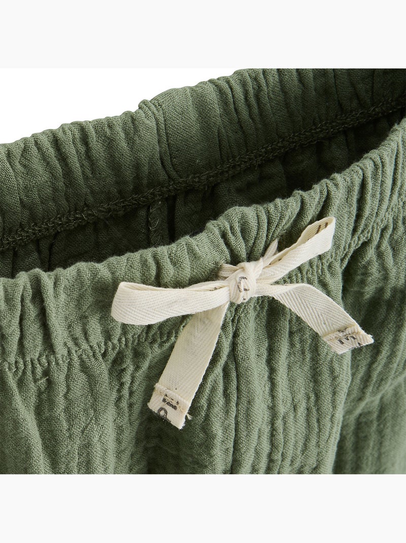 Pantalon enfant en gaze de coton Gabin Vert - Kiabi