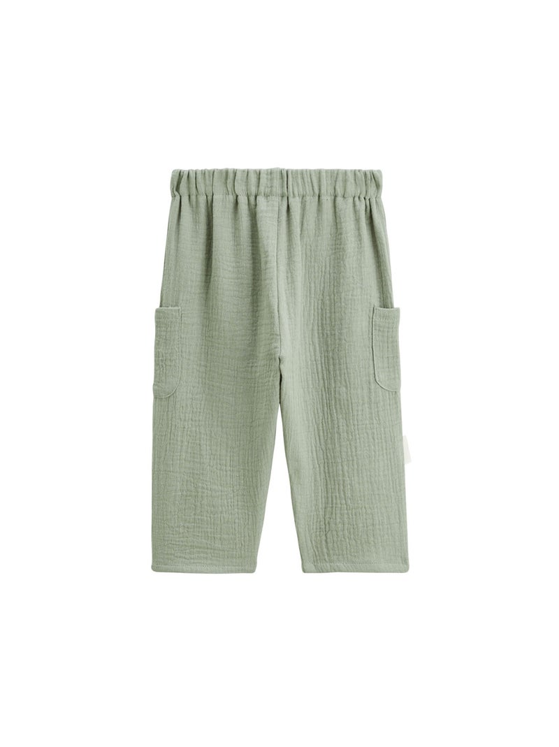 Pantalon enfant en gaze de coton Gao Kaki - Kiabi