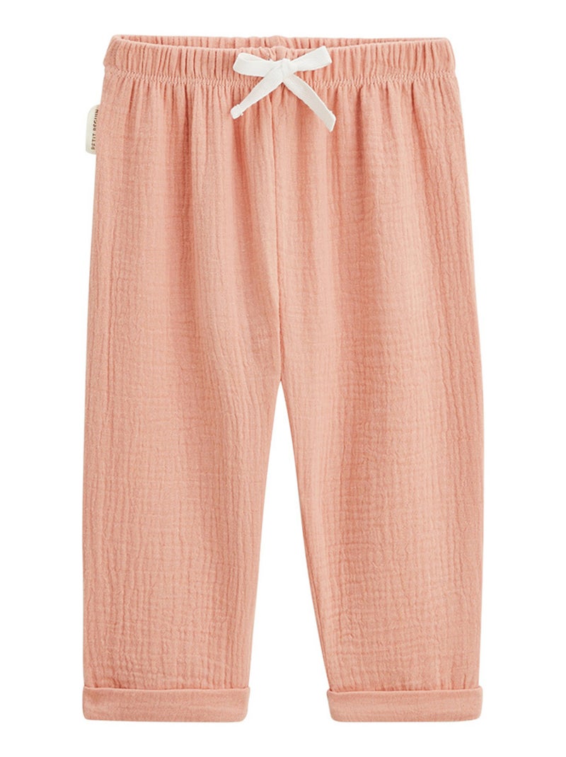 Pantalon enfant en gaze de coton Mindanao Rose - Kiabi