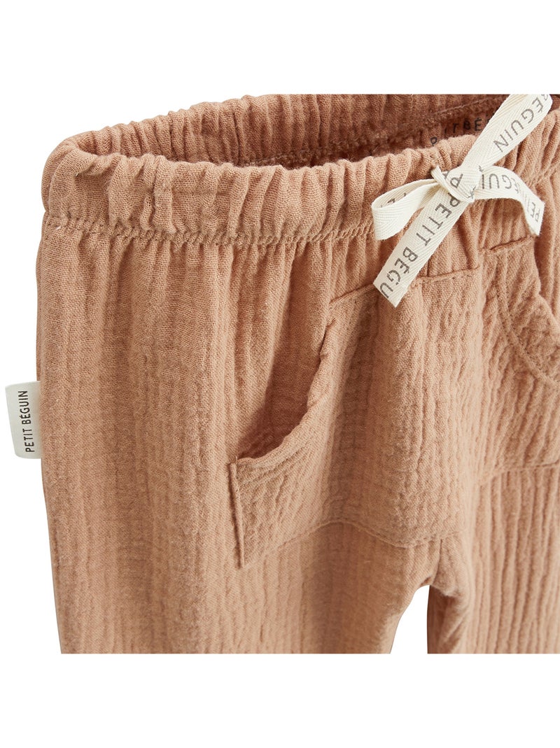 Pantalon enfant en gaze de coton Petit Envahisseur Marron - Kiabi