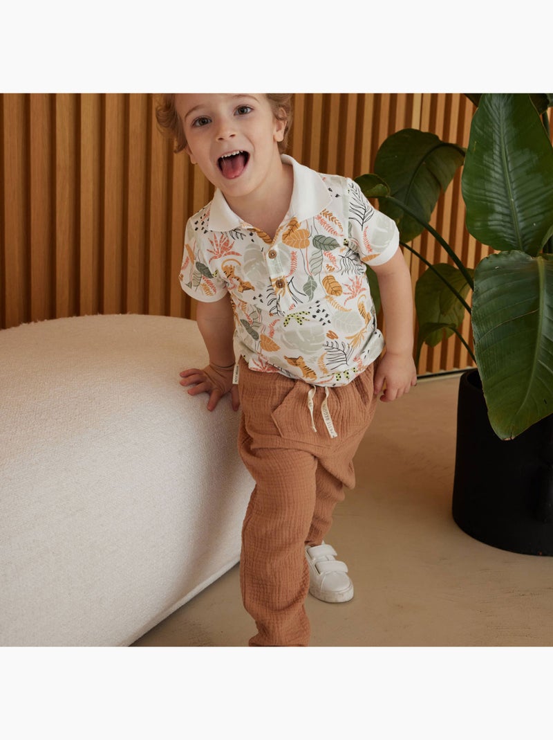 Pantalon enfant en gaze de coton Petit Envahisseur Marron - Kiabi