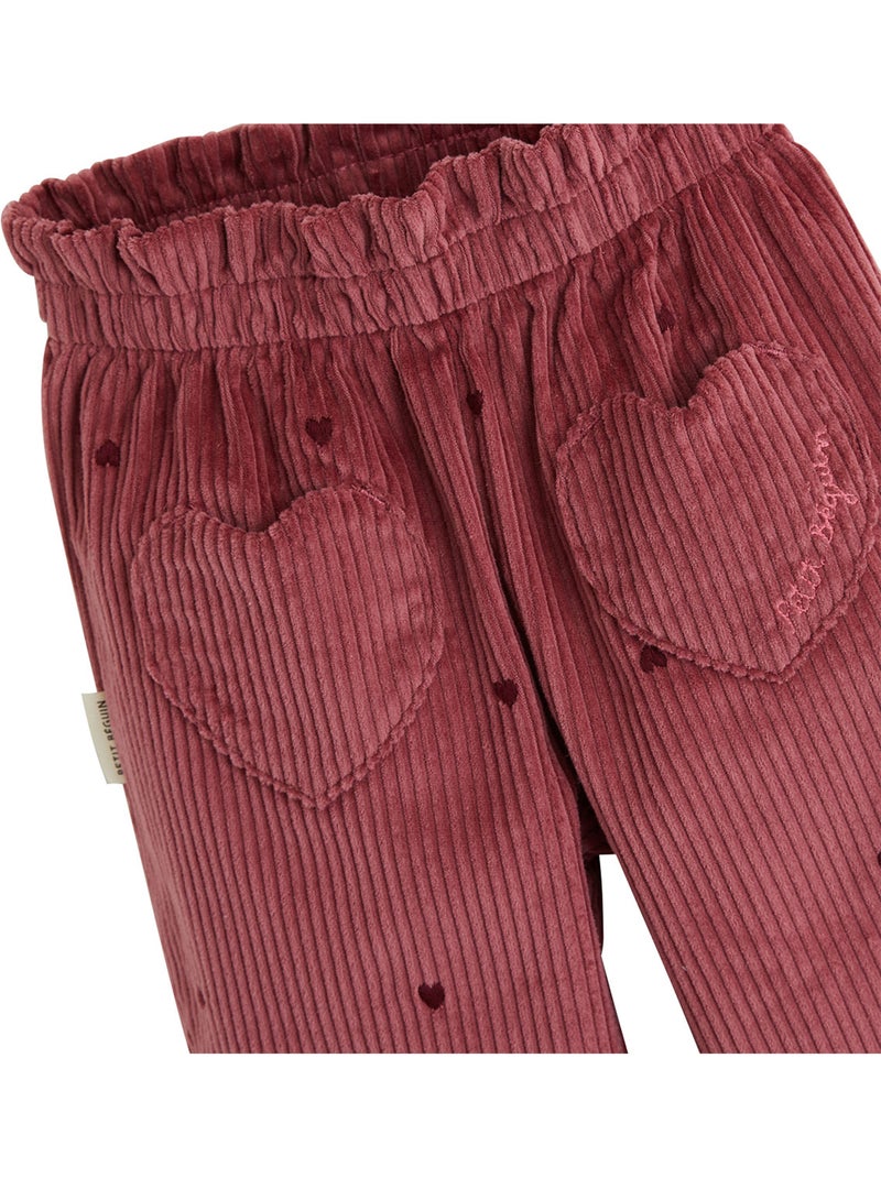Pantalon enfant en velours côtelé aimée Rouge bordeaux - Kiabi