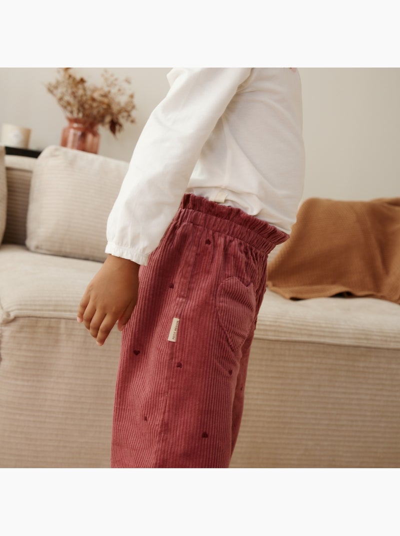 Pantalon enfant en velours côtelé aimée Rouge bordeaux - Kiabi