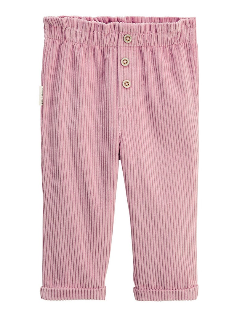 Pantalon enfant en velours côtelé Céleste Rose - Kiabi