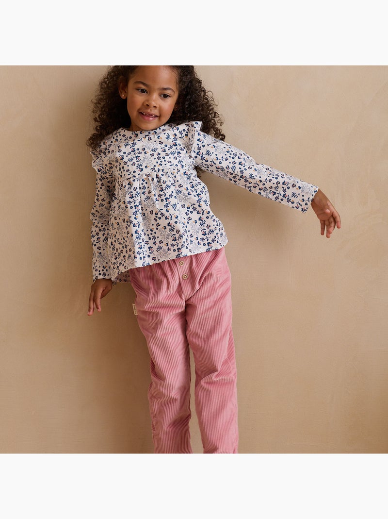 Pantalon enfant en velours côtelé Céleste Rose - Kiabi