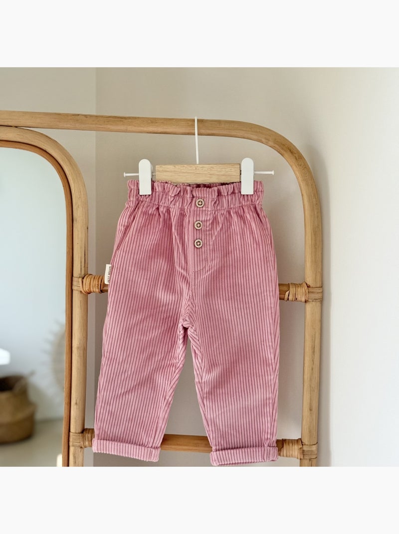 Pantalon enfant en velours côtelé Céleste Rose - Kiabi