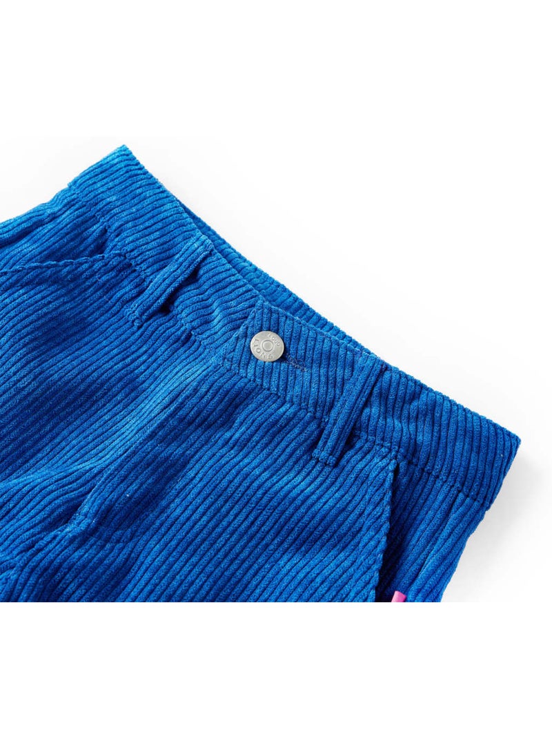 Pantalon enfant en velours côtelé large avec taille élastique - vidaxl Bleu - Kiabi