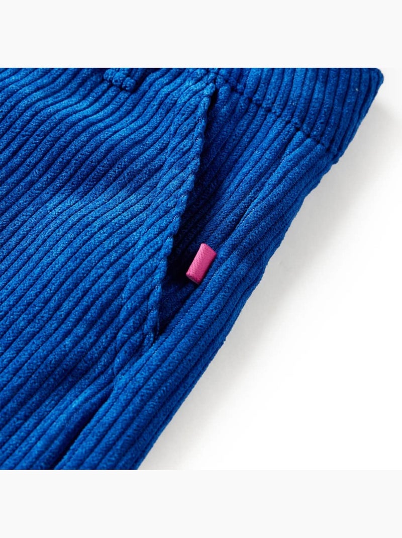 Pantalon enfant en velours côtelé large avec taille élastique - vidaxl Bleu - Kiabi