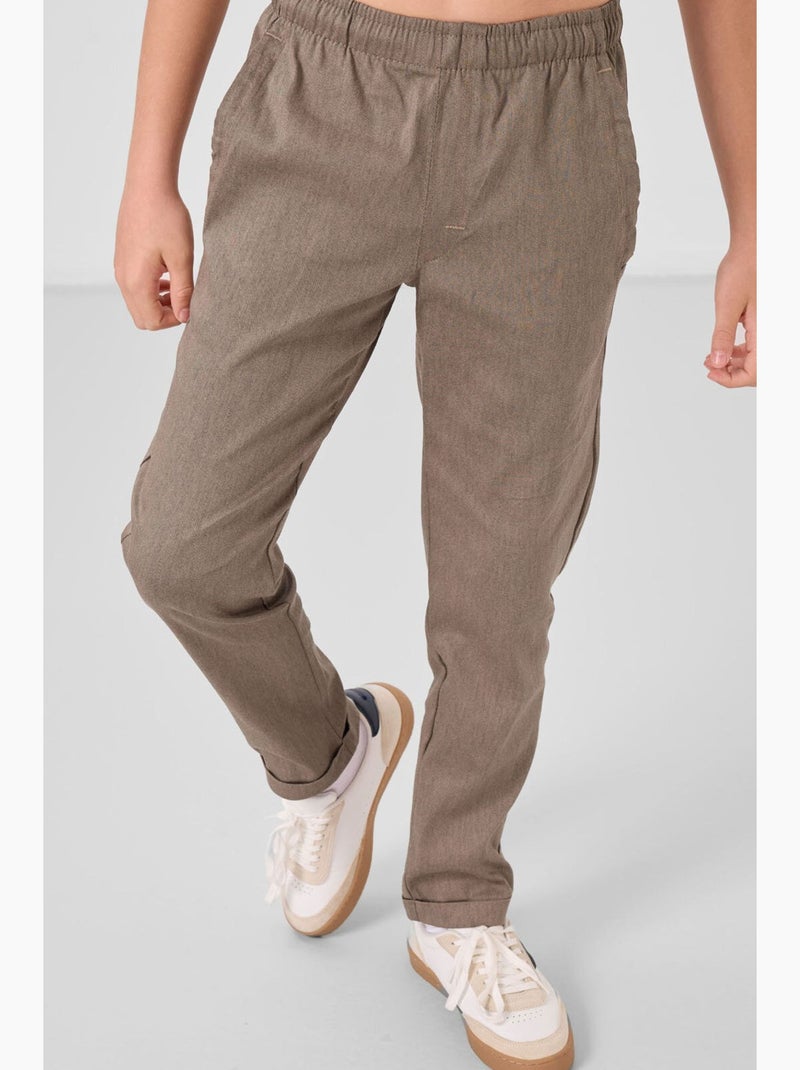 Pantalon enfant jambe droite tommy Sable - Kiabi