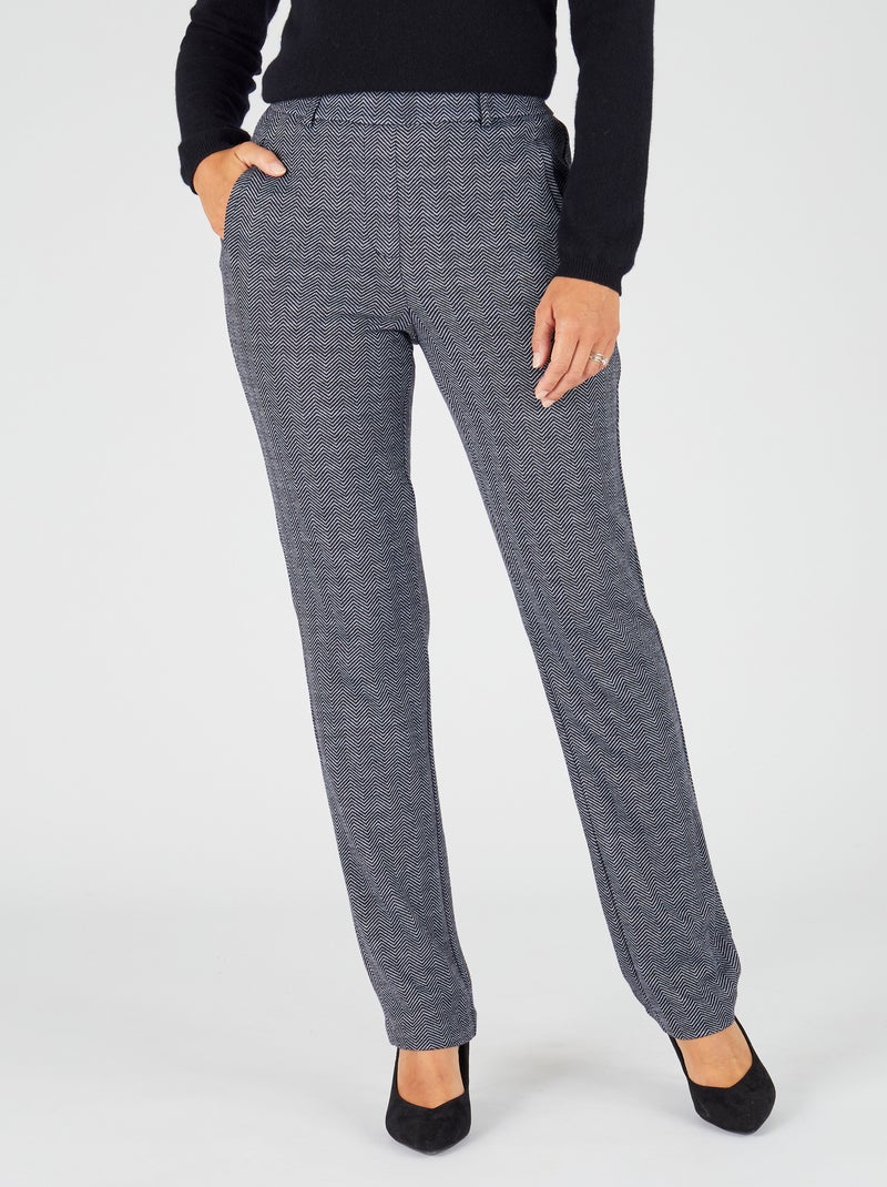 Pantalon enfilable en maille jacquard émerisée - Damart Bleu - Kiabi
