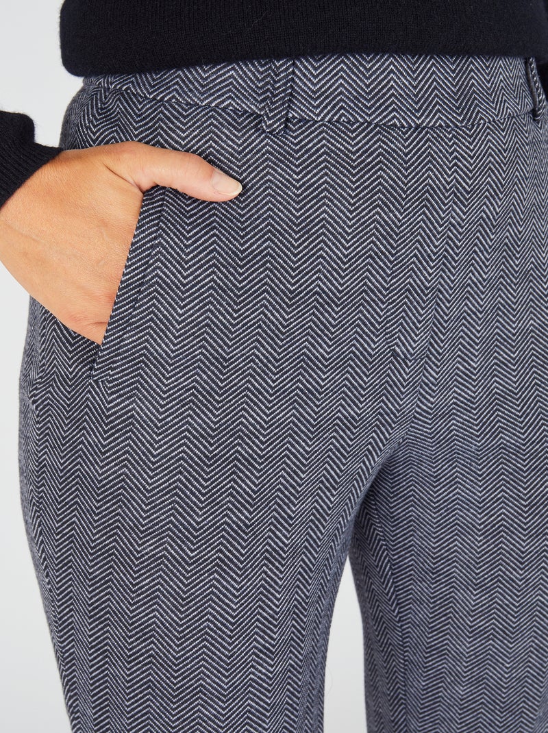 Pantalon enfilable en maille jacquard émerisée - Damart Bleu - Kiabi