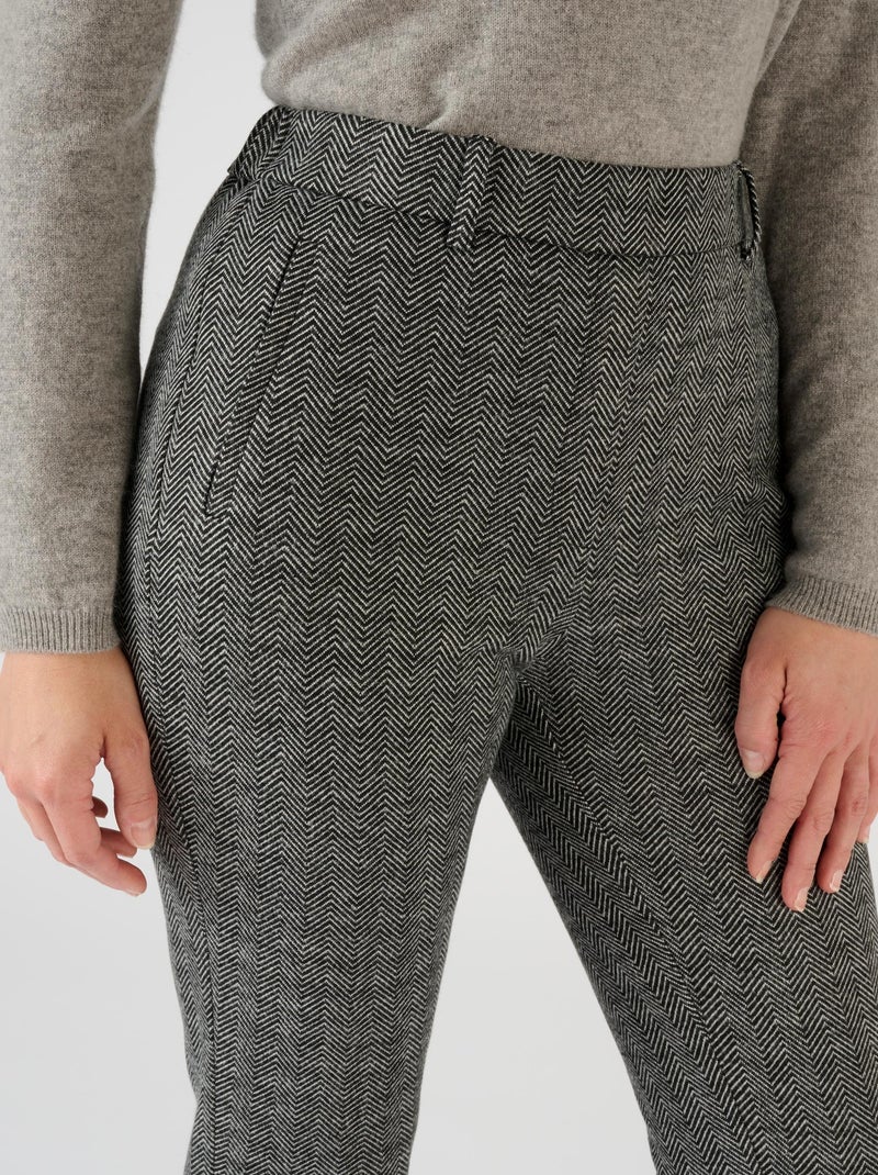 Pantalon enfilable en maille jacquard émerisée - Damart Gris - Kiabi