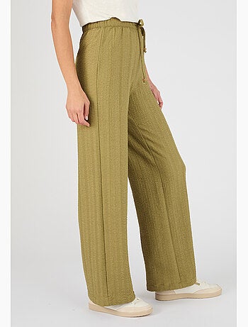 Pantalon enfilable maille jacquard effet froissé - Damart