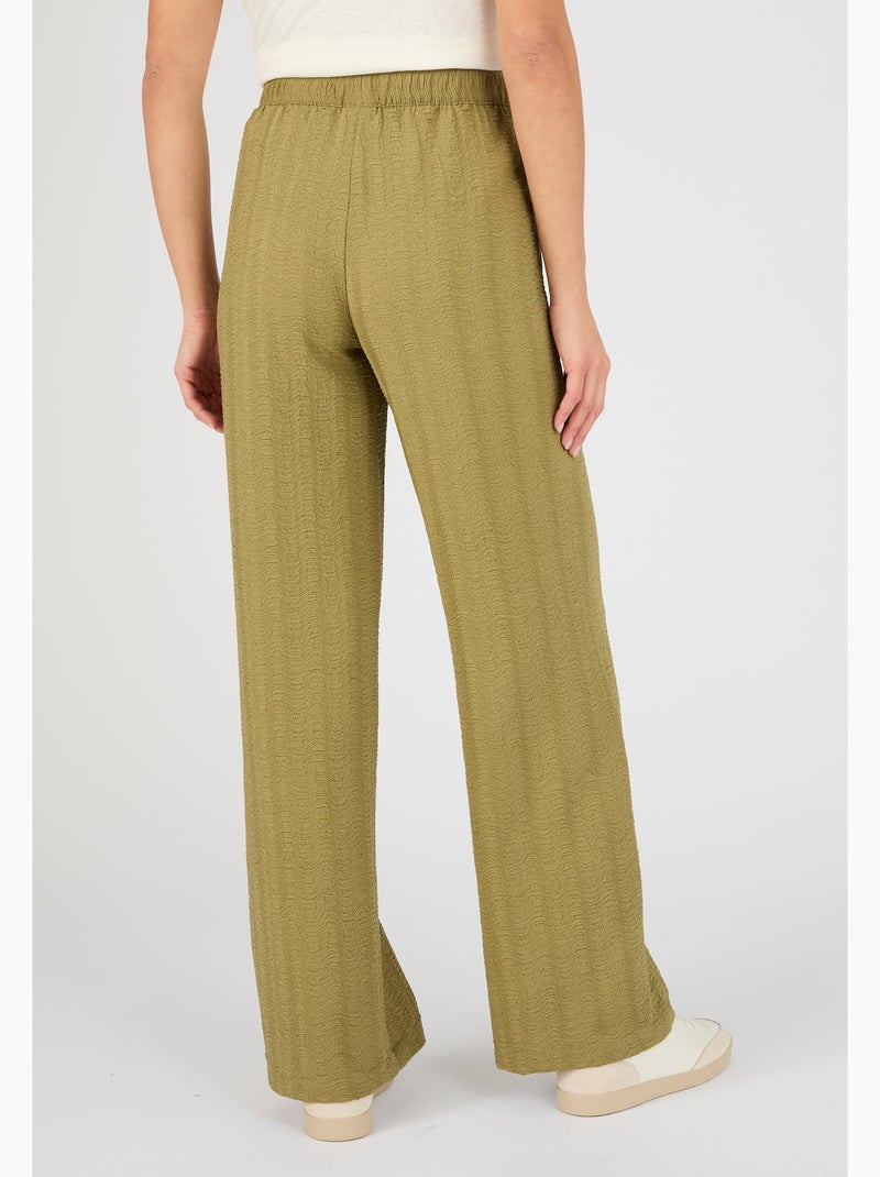 Pantalon enfilable maille jacquard effet froissé - Damart Vert - Kiabi