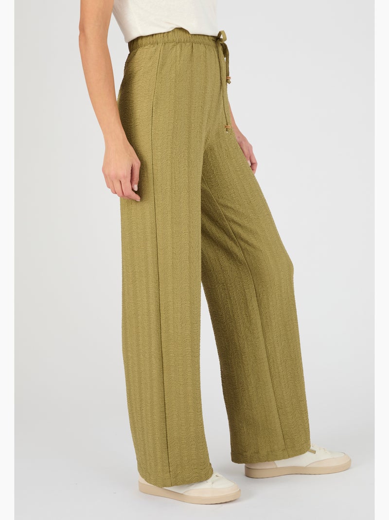 Pantalon enfilable maille jacquard effet froissé - Damart Vert - Kiabi