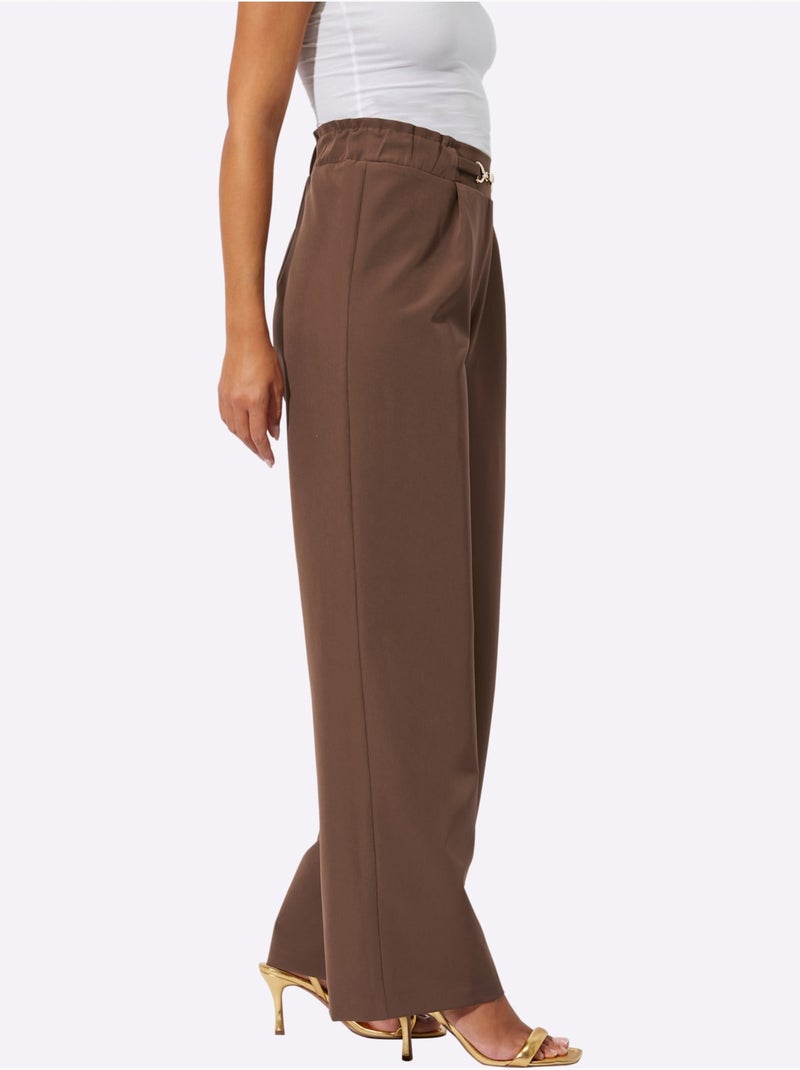 Pantalon Entretien Facile - Taille Courte - helline Marron - Kiabi