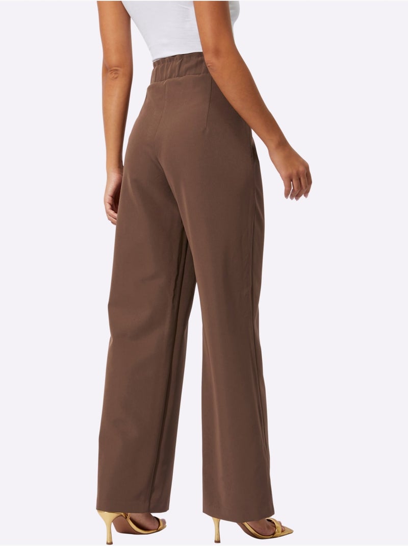 Pantalon Entretien Facile - Taille Courte - Helline Marron/Choco - Kiabi