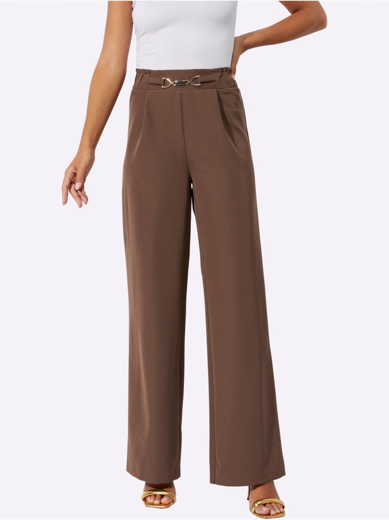 Pantalon Entretien Facile - Taille Standard - helline Marron - Kiabi