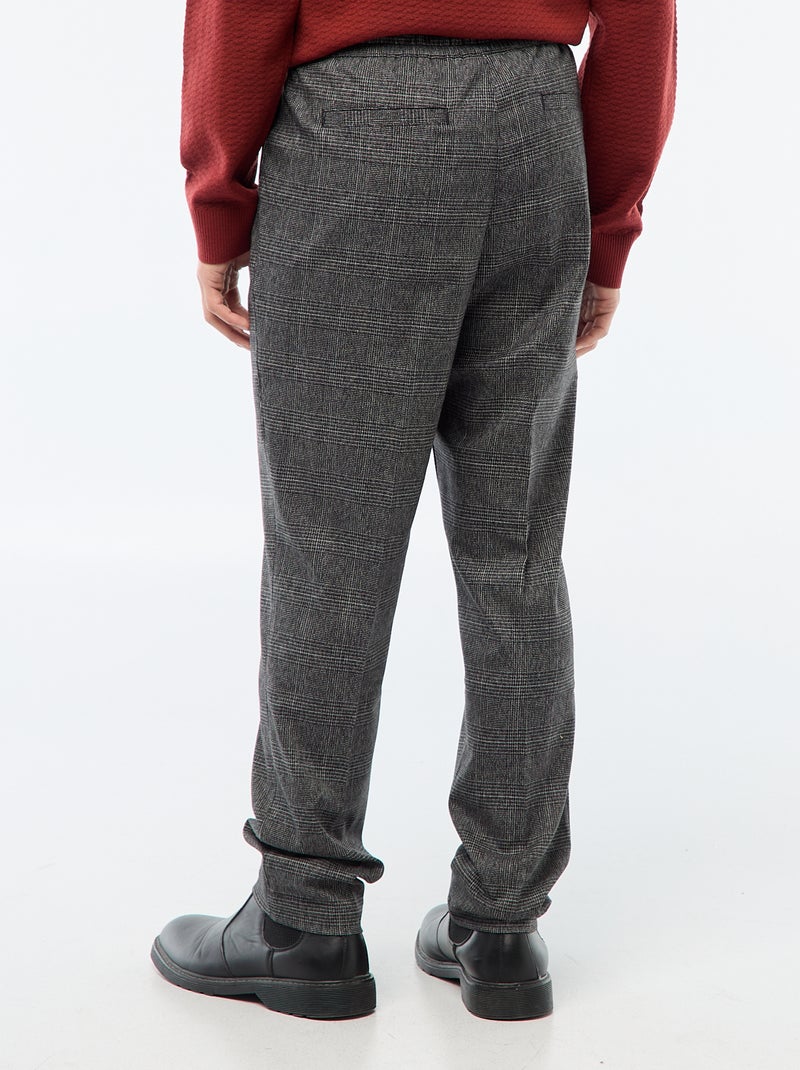 Pantalon esprit 'jogger' à carreaux Noir - Kiabi