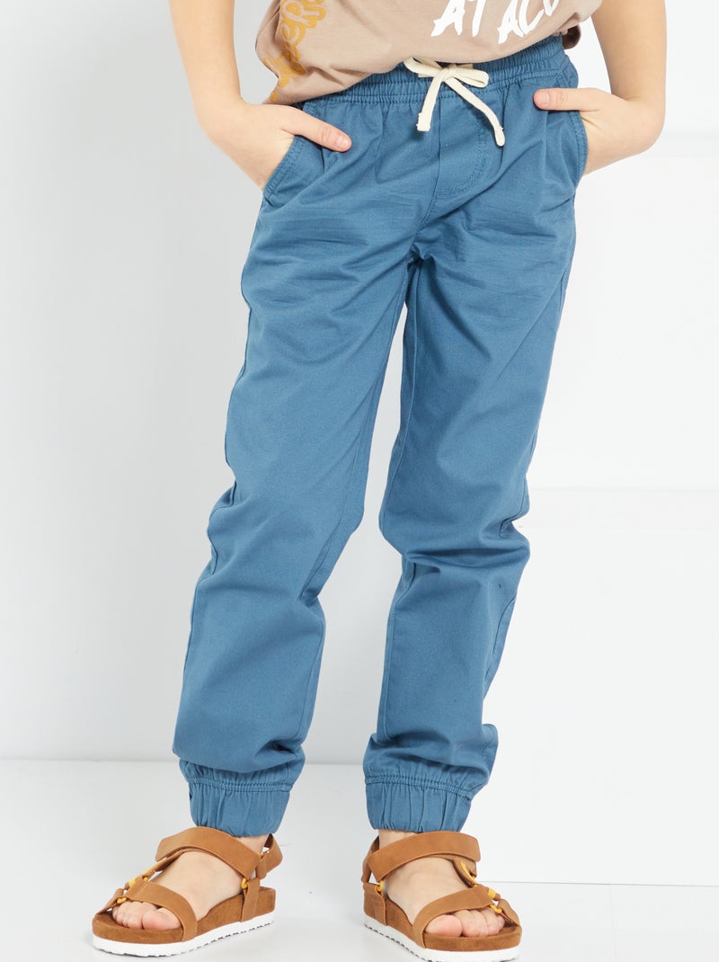 Pantalon esprit 'jogger' bleu indien - Kiabi
