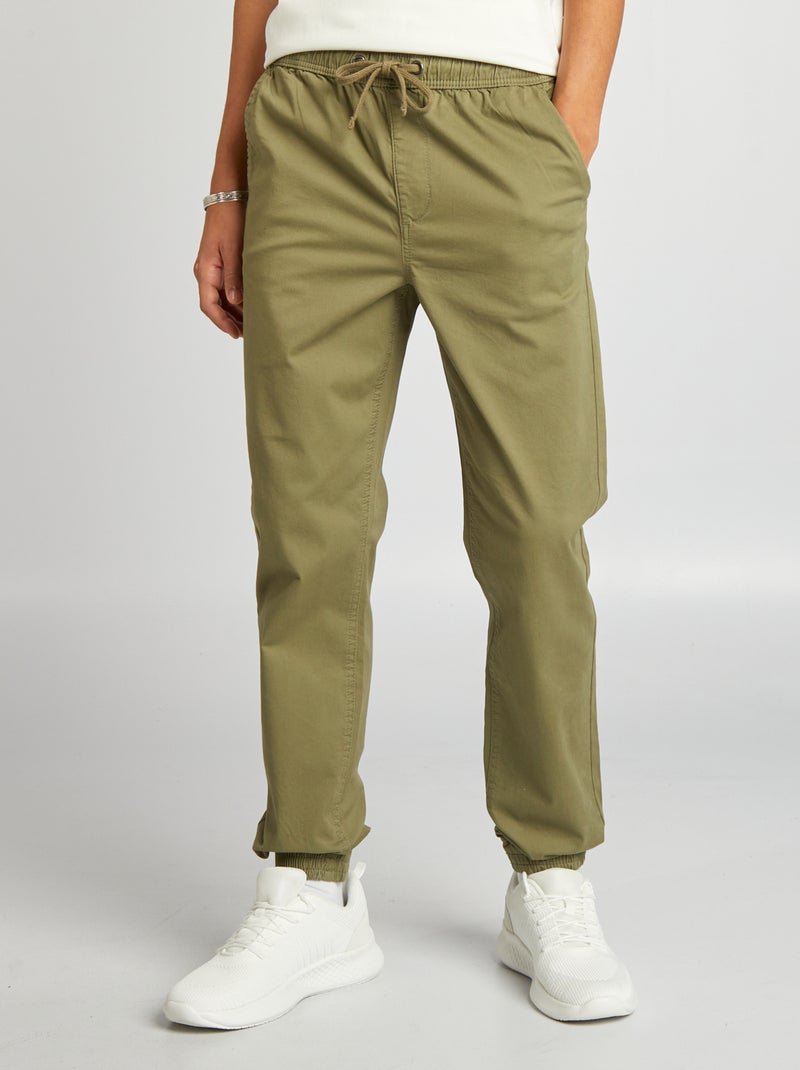 Pantalon esprit 'jogger' Kaki - Kiabi