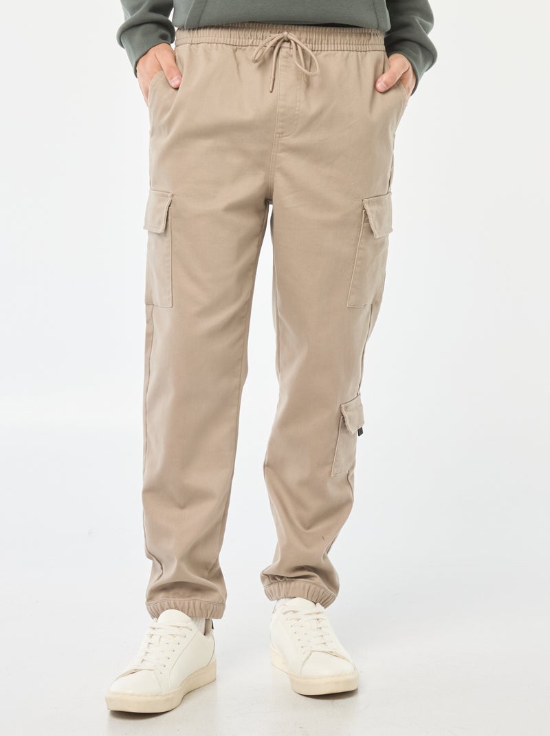Pantalon esprit 'jogger' multipoches Beige - Kiabi