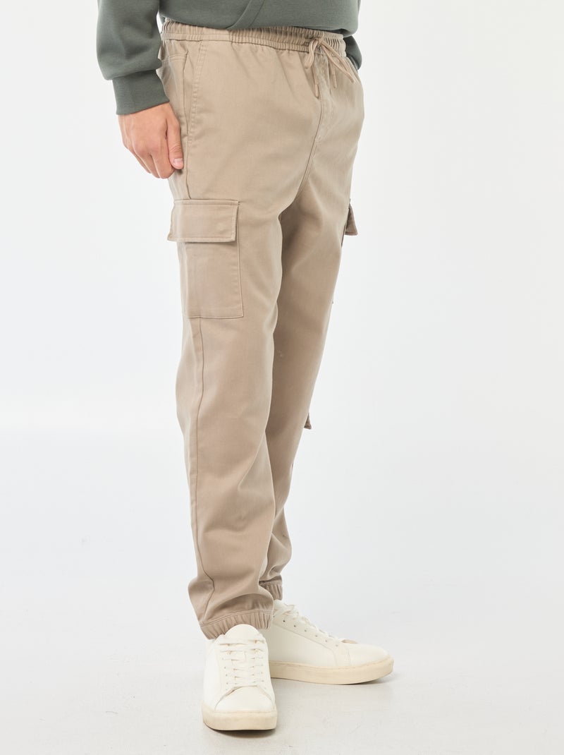 Pantalon esprit 'jogger' multipoches Beige - Kiabi
