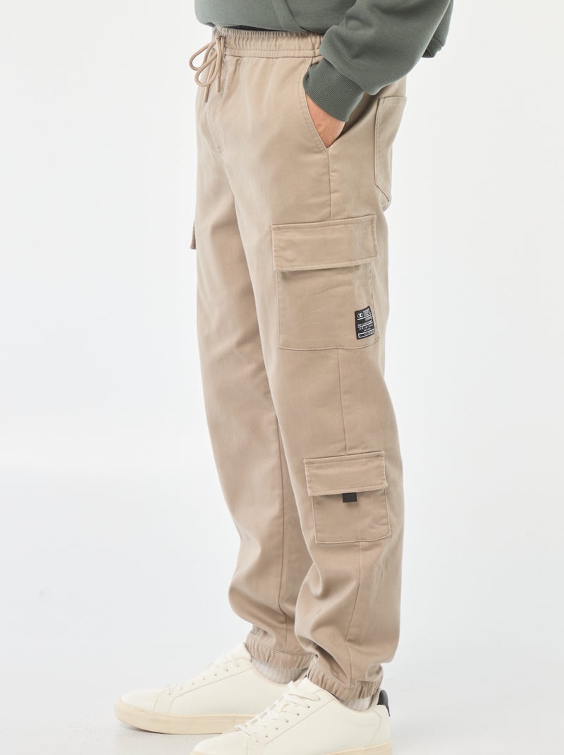 Pantalon esprit 'jogger' multipoches Beige - Kiabi