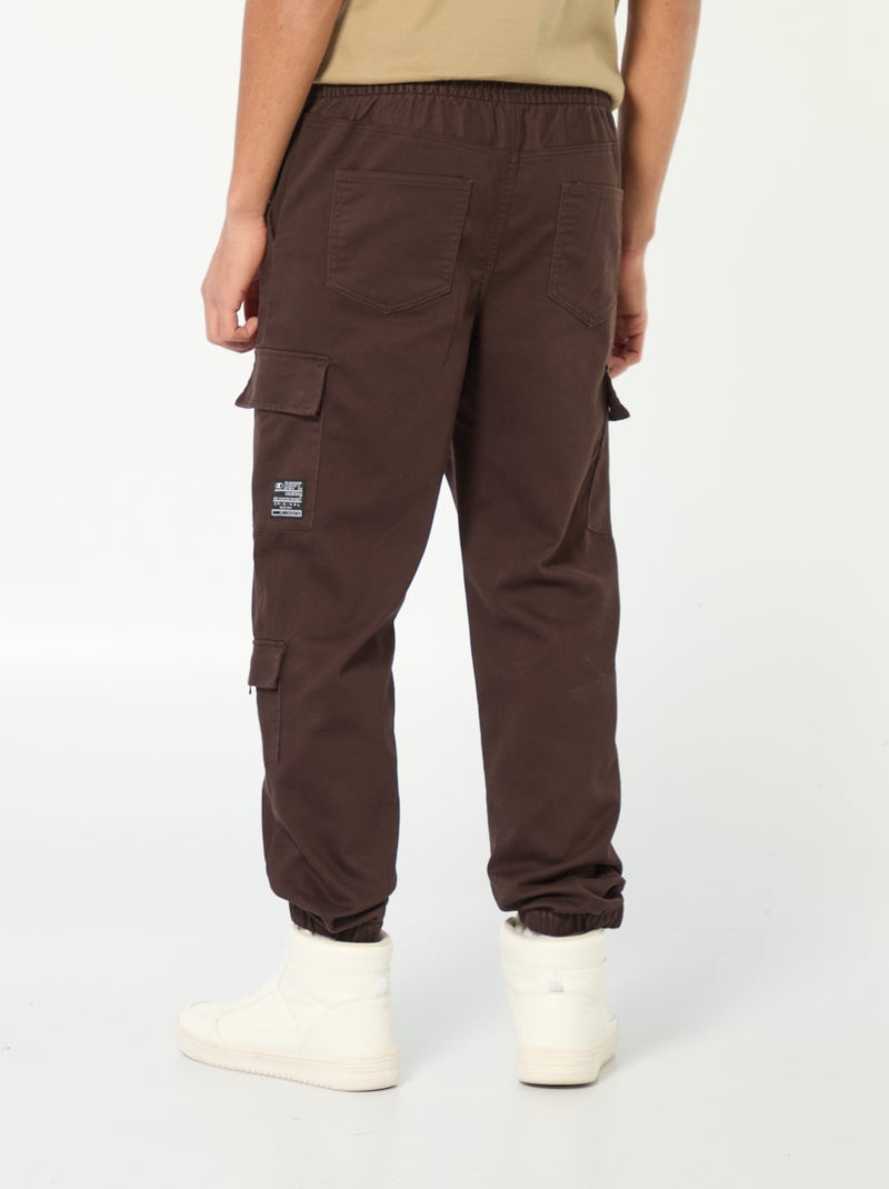 Pantalon esprit 'jogger' multipoches Marron - Kiabi