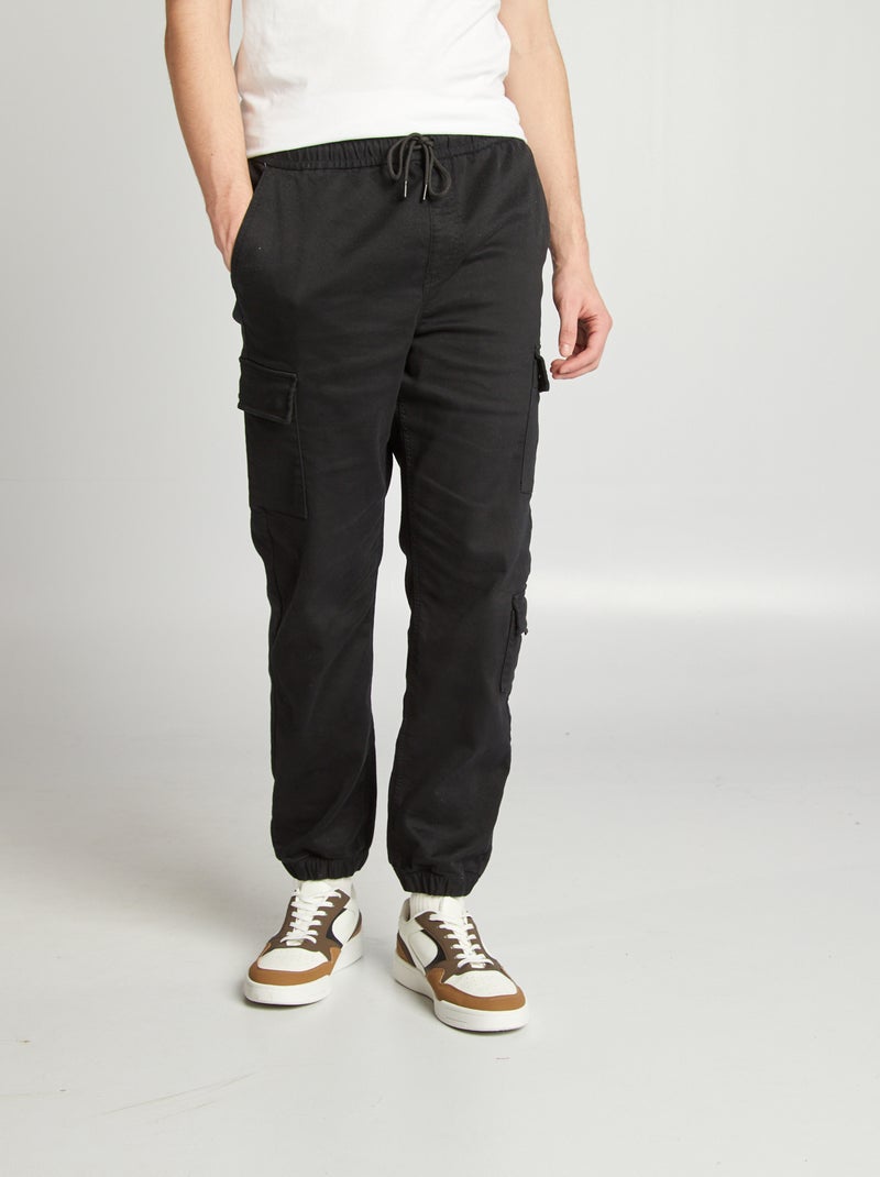 Pantalon esprit 'jogger' multipoches Noir - Kiabi