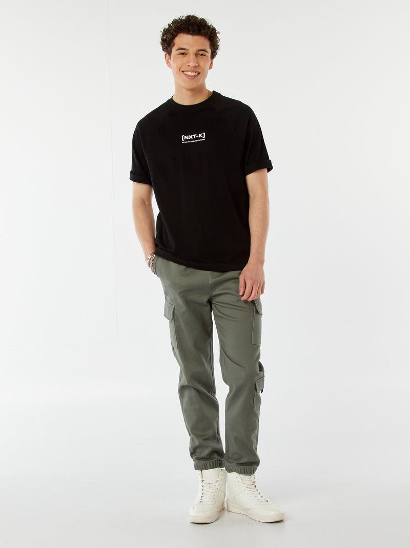 Pantalon esprit 'jogger' multipoches Vert - Kiabi