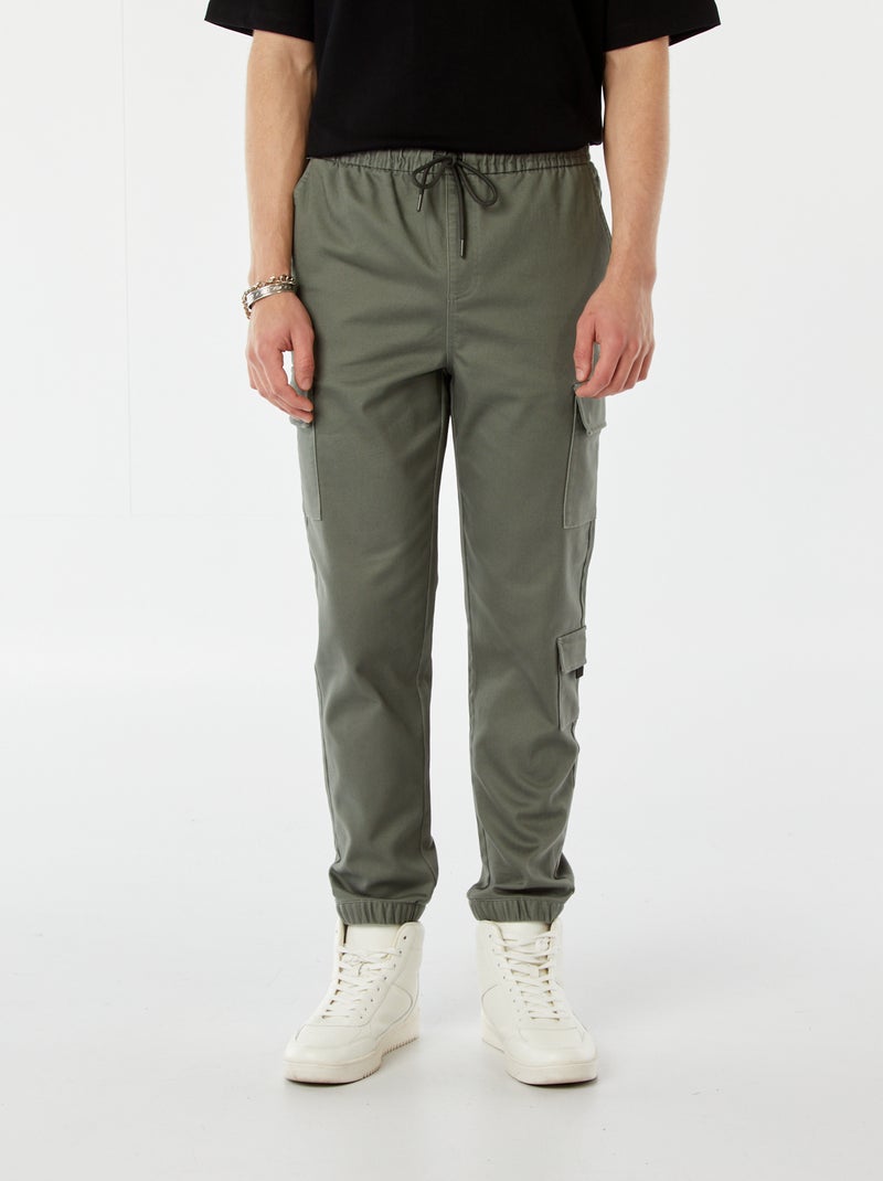 Pantalon esprit 'jogger' multipoches Vert - Kiabi