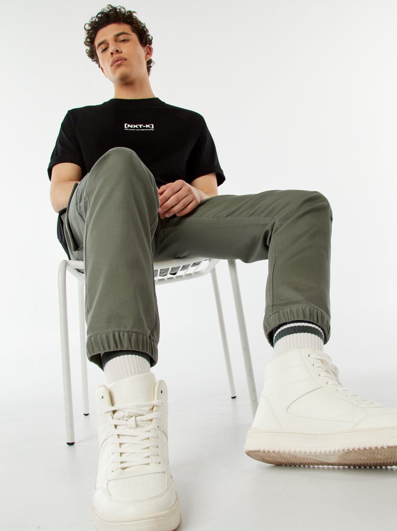 Pantalon esprit 'jogger' multipoches Vert - Kiabi