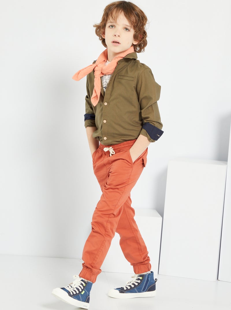 Pantalon esprit 'jogger' rouge brique - Kiabi