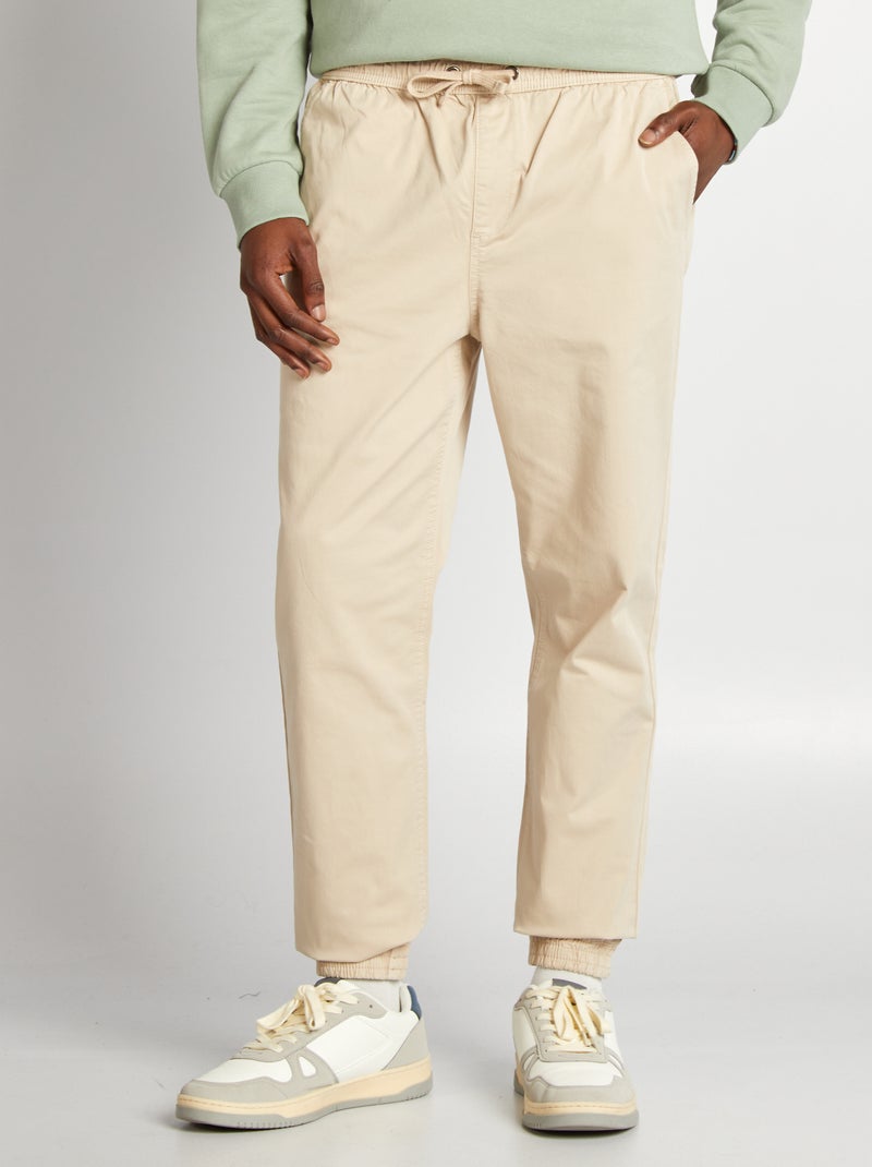 Pantalon esprit 'jogger' Sable - Kiabi