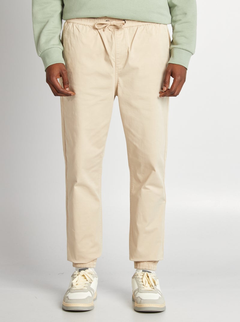 Pantalon esprit 'jogger' Sable - Kiabi