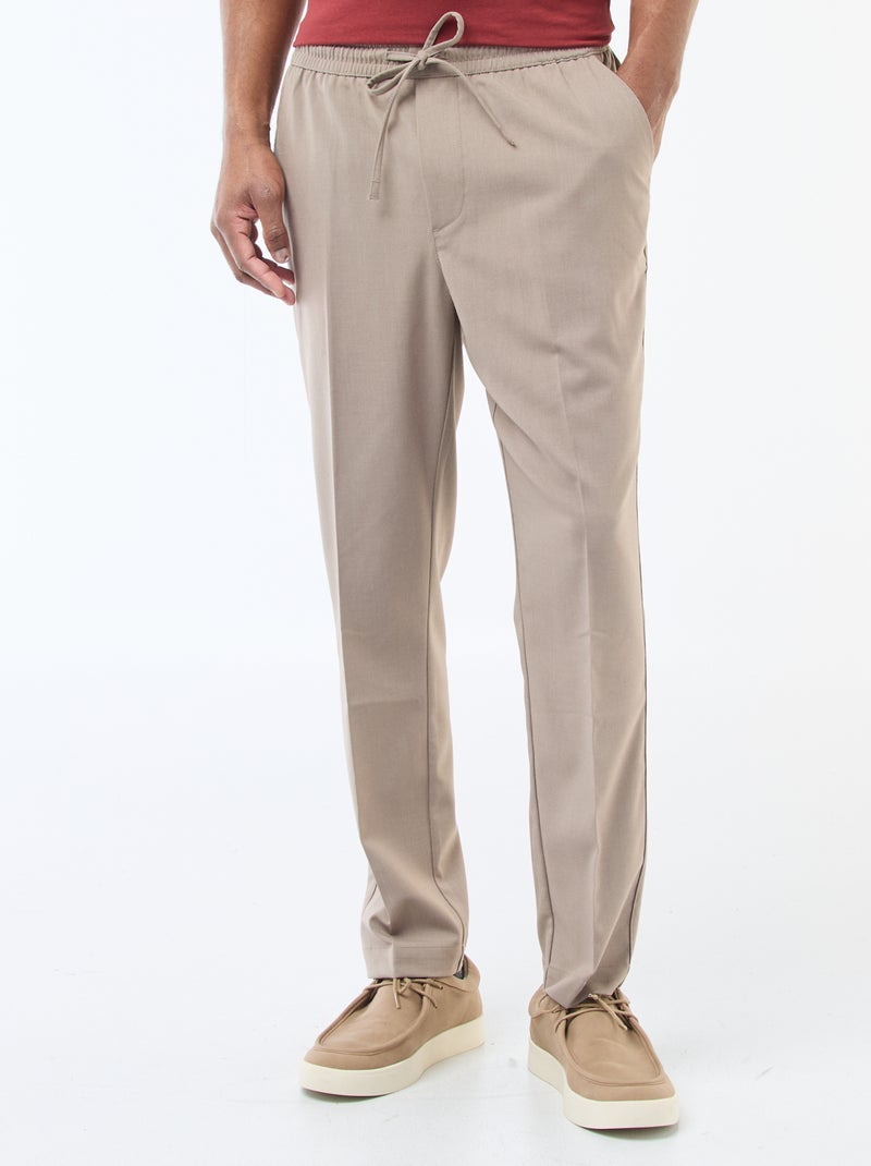 Pantalon esprit 'jogger' uni Beige - Kiabi