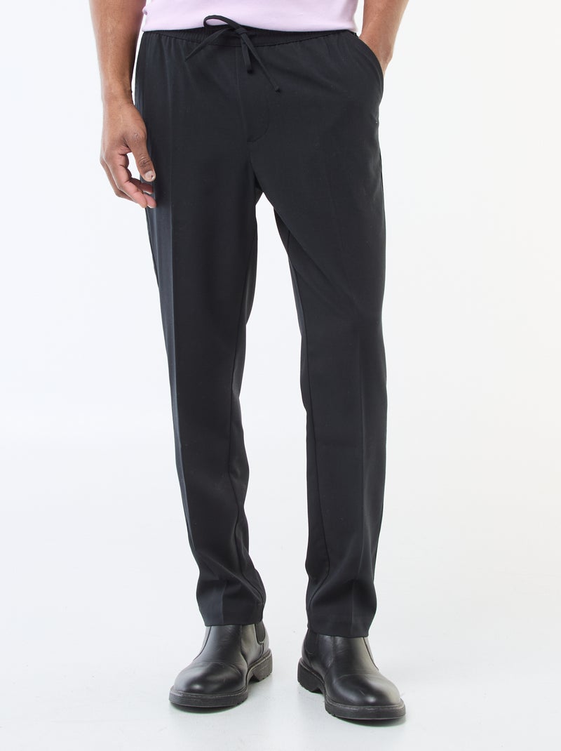 Pantalon esprit 'jogger' uni Noir - Kiabi