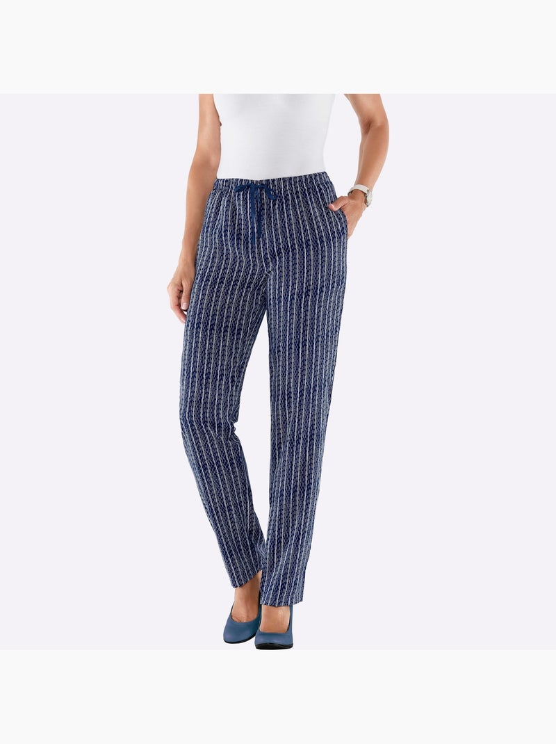 Pantalon estival à motifs à ceinture élastique et poches - taille courte - moda vilona Bleu Bleu marine - Kiabi