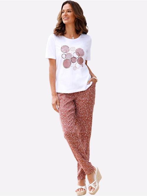 Pantalon estival à motifs à pois et ceinture élastique - Taille courte - Witt - Kiabi Pantalon estival à motifs à pois et ceinture élastique - Taille courte - Witt - Kiabi