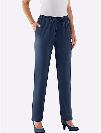 Pantalon estival à motifs à ceinture élastique et poches - taille courte - moda vilona
