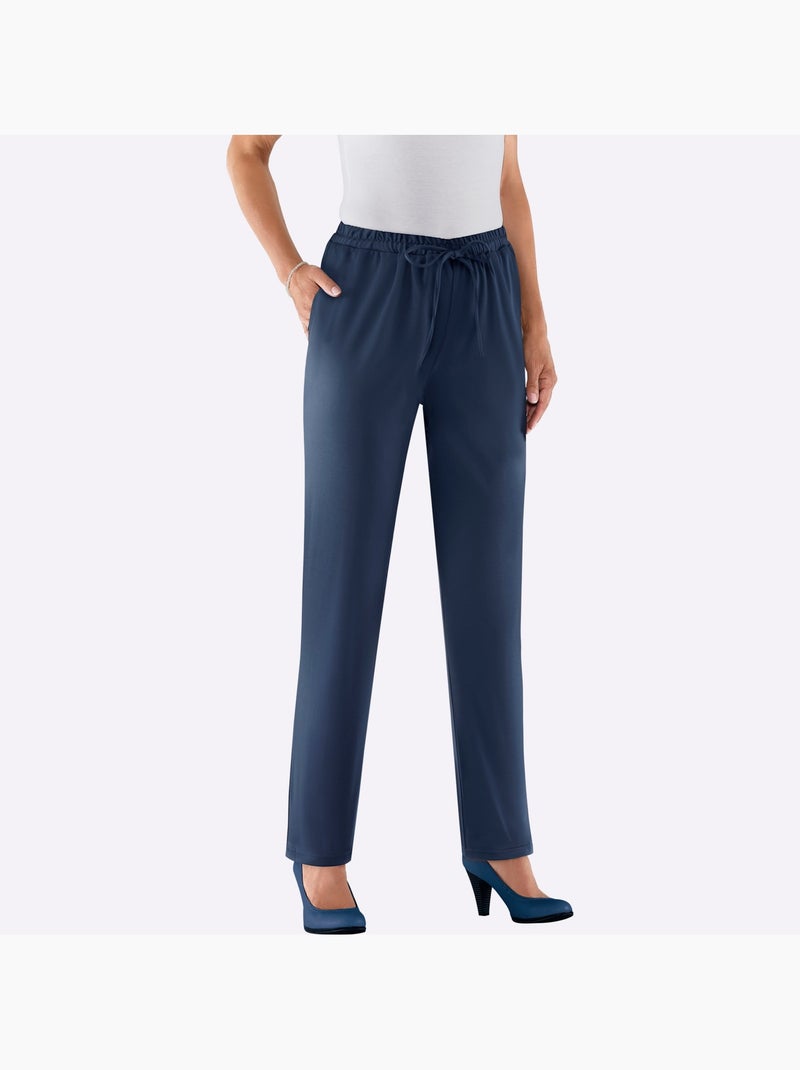 Pantalon estival avec ceinture élastique et poches devant - taille standard - moda vilona Bleu marine - Kiabi