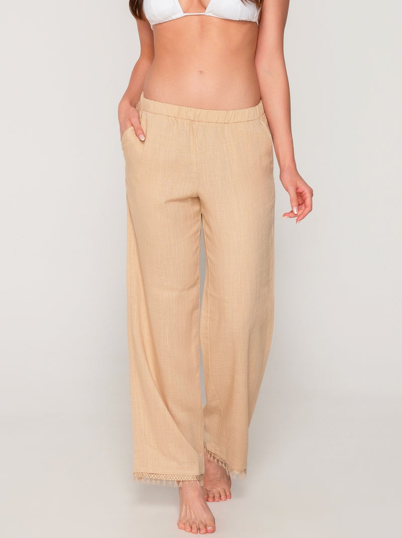 Pantalon estival SAGE Beige - Kiabi