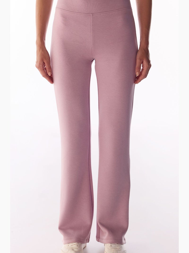 Pantalon évasé à détail au bas de jambe, toucher soyeux penti Mauve - Kiabi