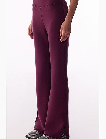 Pantalon évasé à détail au bas de jambe, toucher soyeux penti