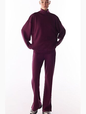 Pantalon évasé à détail au bas de jambe, toucher soyeux penti