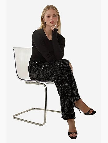 Pantalon évasé à paillettes hiccup