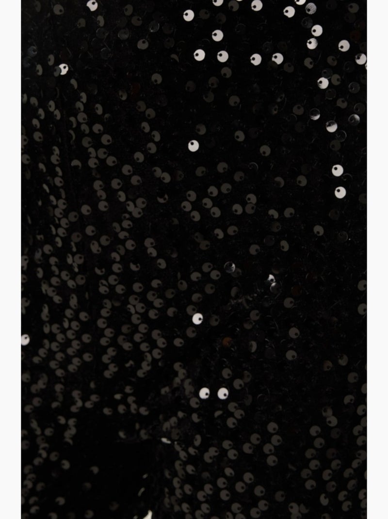 Pantalon évasé à paillettes hiccup Noir - Kiabi